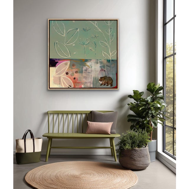 Celadon Abstract Acrylic Painting Titled Hey BooBoo For Sale - Image 8 of 9