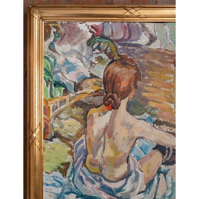 Mid-Century Modern Mid-Century Oil Painting After Rousse (La Toilette) by Henri Toulouss For Sale - Image 3 of 14