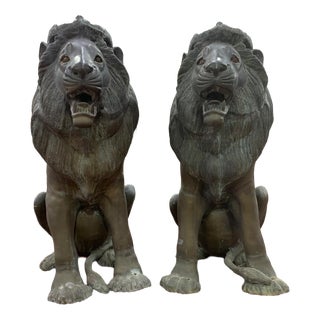 Unknown, Pair of Bronze Lions, 1928, Bronze For Sale