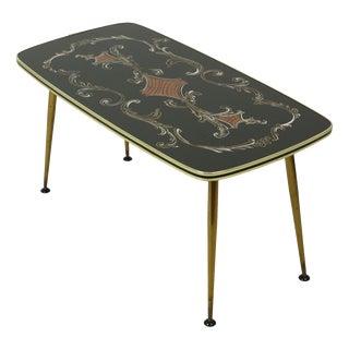 Vintage Rockabilly Glass Coffee Table with Conical Gold Legs, 1950s For Sale