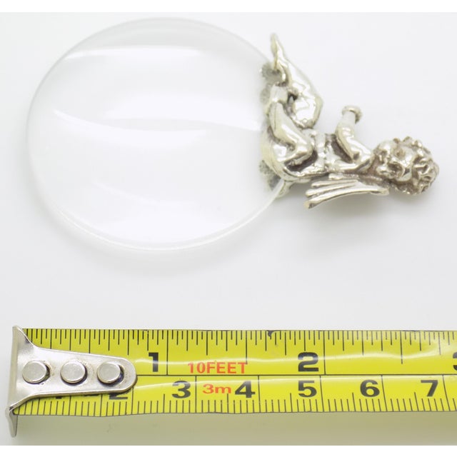 Vintage Italian Handmade Genuine Silver & Glass Purse Magnifier With Hallmarked Angel Handle For Sale - Image 10 of 10