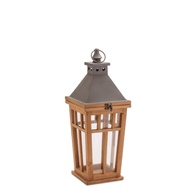 Rustic Rustic Wood and Iron Framed Lantern (Set of 2) For Sale - Image 3 of 3