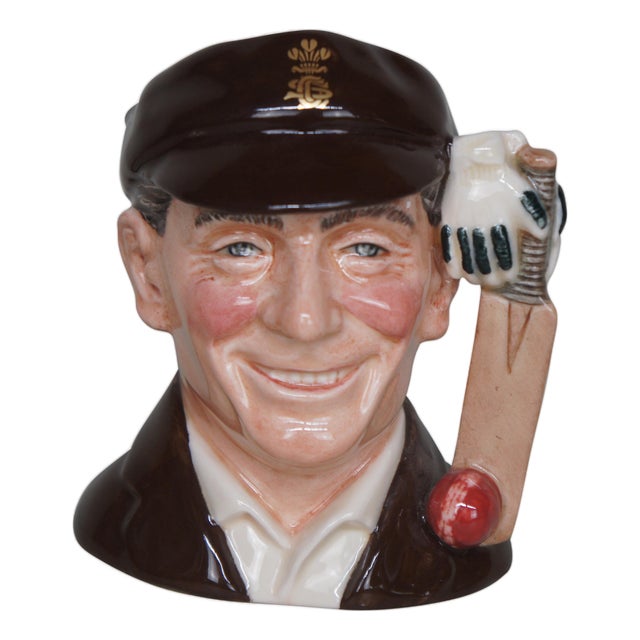 1990s Englsih Royal Doulton Jack Hobbs English Cricketer Toby Character Jug For Sale
