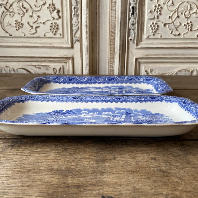 Blue Antique Cauldon Ltd. England Blue Moore Platters- a Pair For Sale - Image 8 of 12