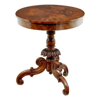 19th Century Oval Hand-Carved Side Table, 1870s For Sale
