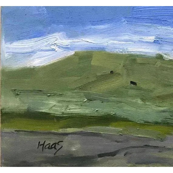 Wood Yolo County Cows Plein‑Air Landscape (6″×12″, Original Oil on Masonite) For Sale - Image 7 of 9