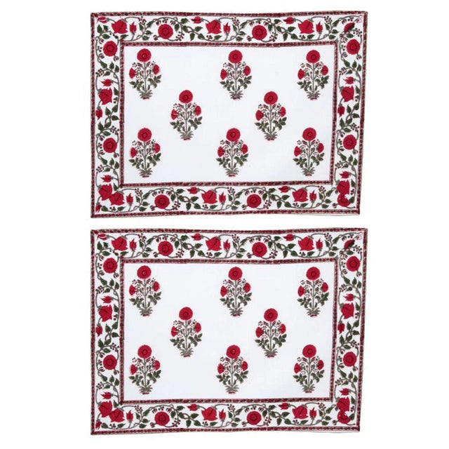 Amaya Red Placemats - a Pair For Sale - Image 4 of 5