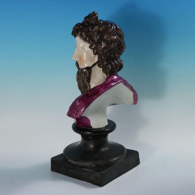 Victorian Staffordshire Pottery Bust of Plato For Sale - Image 4 of 15
