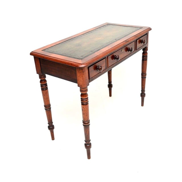 Antique Early Victorian Leather Top Writing Table, 1830s For Sale - Image 3 of 11