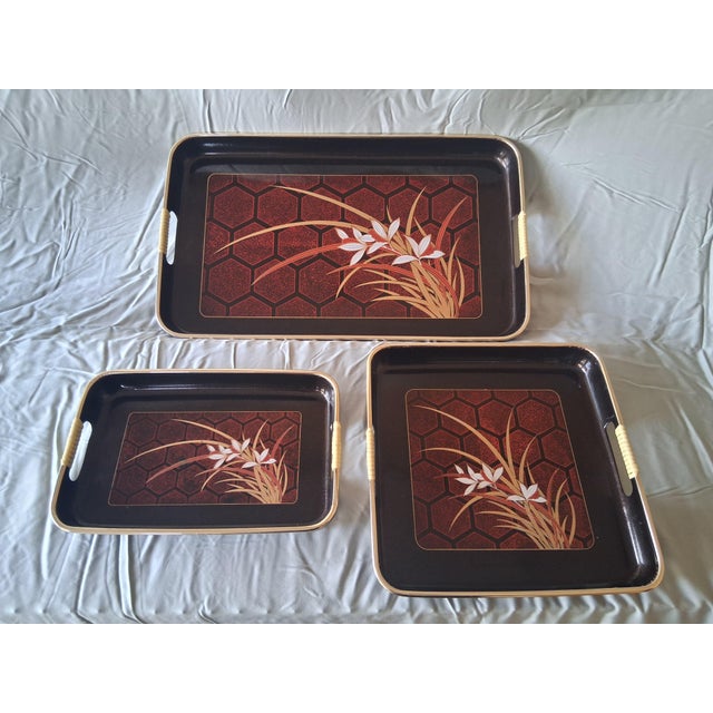 Vintage Japanese Style Serving Trays - A Set For Sale - Image 10 of 12