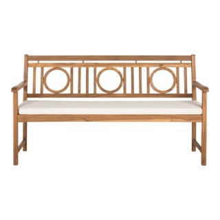Modern 3 Seat Bench in Natural & Beige For Sale