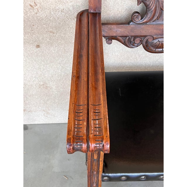 19th Century French Carved Walnut Turned Wood Armchair with Claw Feet For Sale - Image 10 of 18