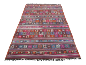Vintage Turkish Balya Kilim Embroidery Rug
