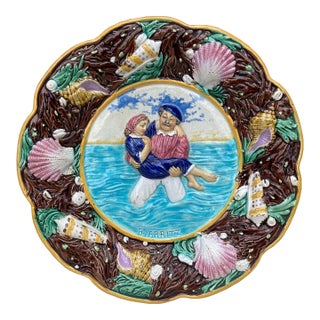 19th Century Victorian Majolica Plate Biarritz George Jones For Sale