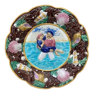 19th Century Victorian Majolica Plate Biarritz George Jones