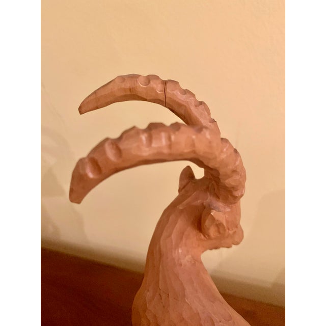 Mid 20th Century Large Black Forest Wooden Ibex Carving For Sale In Baltimore - Image 6 of 11