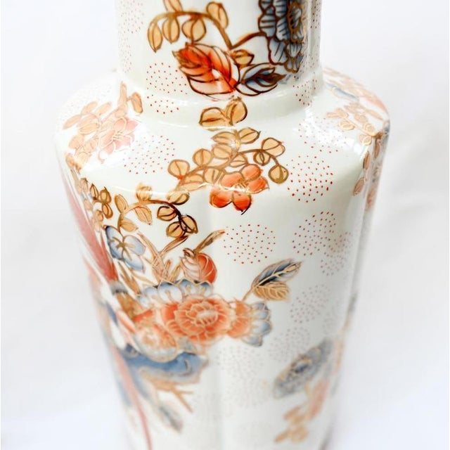 Japanese Meiji Style Porcelain Vases with Birds and Flowers, Set of 2 For Sale - Image 3 of 7