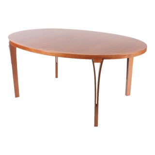 A Signed Sven Ellekaer Mid Century Modern Teak Danish Dining Room Table With Two Leaves Circa 1960. For Sale