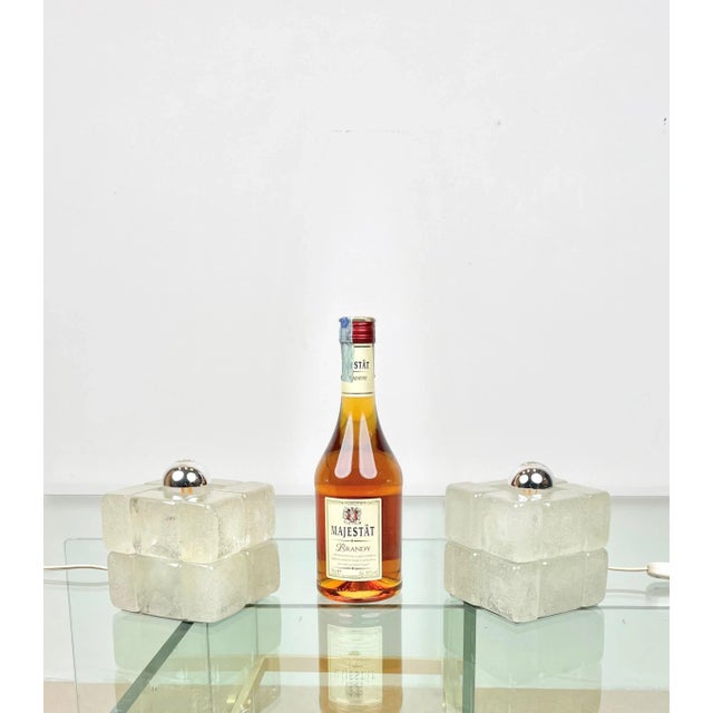 Murano Glass Cube Lamps by Albano Poli for Poliarte, Italy, 1970s, Set of 2 For Sale - Image 6 of 17