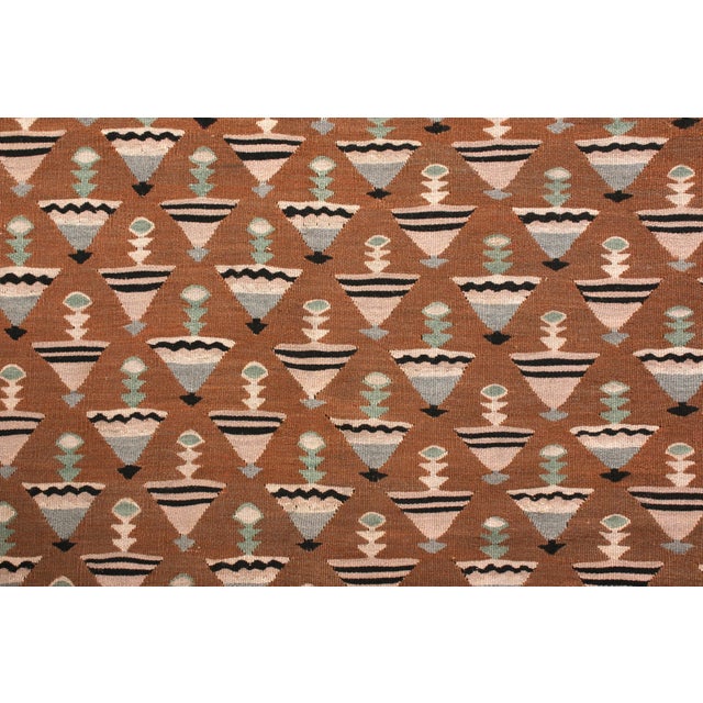 Traditional Mid-Century Vintage Kilim Rug in Brown Pink Geometric Pattern by Rug & Kilim For Sale - Image 3 of 5