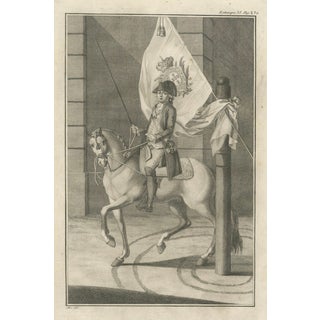 Robert Bénard, Portuguese Cavalry Officer with Royal Standard, 1790, Paper Engraving For Sale