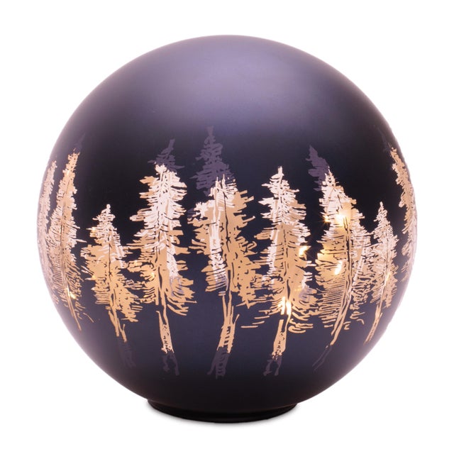 Kenneth Ludwig Chicago LED Frosted Pine Tree Globe (Set of 2) For Sale - Image 4 of 6