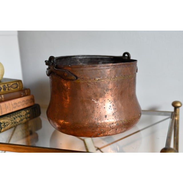 Metal Antique French Copper Hand Forged Cauldron For Sale - Image 7 of 7