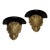 1970s Hollywood Regency Brass and Black Lacquer Shell Sconces - A Pair For Sale