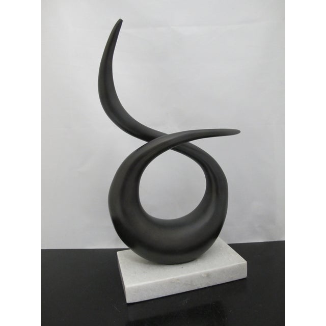 Interlude Home Modernist Twist Metal Sculpture on Marble Base For Sale In Portland, OR - Image 6 of 11