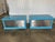 1970's Industrial Turquoise and Studded Metal Cabinets a Pair For Sale - Image 9 of 9