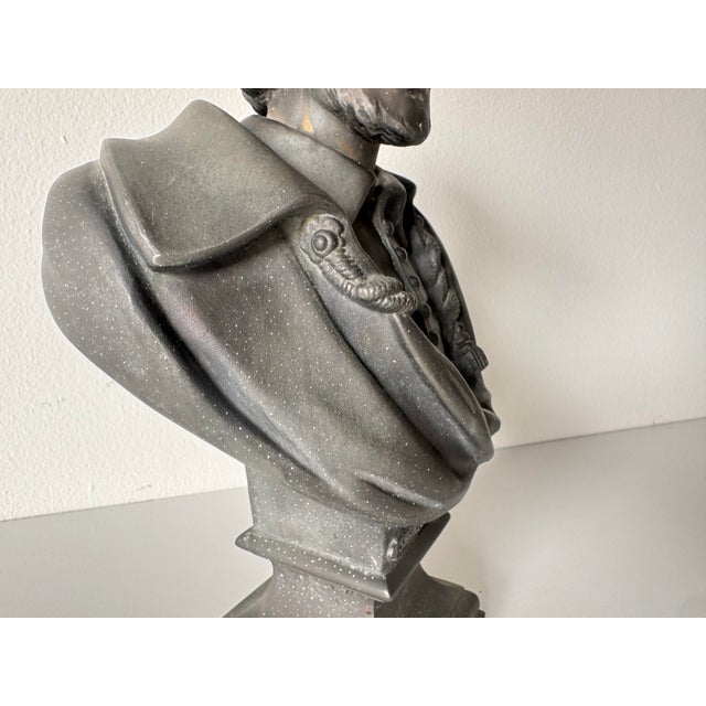 Brown Vintage Cast Metal Bust of William Shakespeare on Pedestal Base For Sale - Image 8 of 12