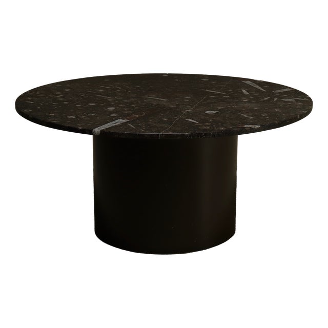 Vintage Fossil Limestone and Wood Coffee Table from Metaform, 1980s For Sale