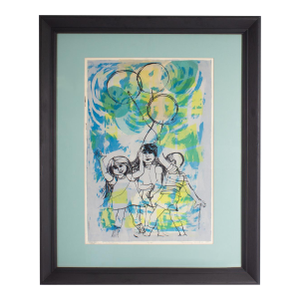 1969 “Children and Balloons” Serigraph Print Signed by Rosemary Zwick