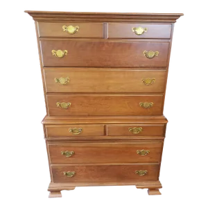 Late 20th Century Pennsylvania House 9 Drawer Mahogany Highboy Chest of Drawers