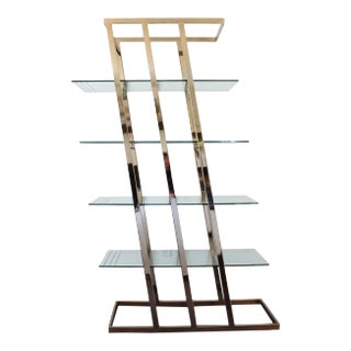 Vintage Hollywood Regency Brass Etagere Shelf Unit For Sale