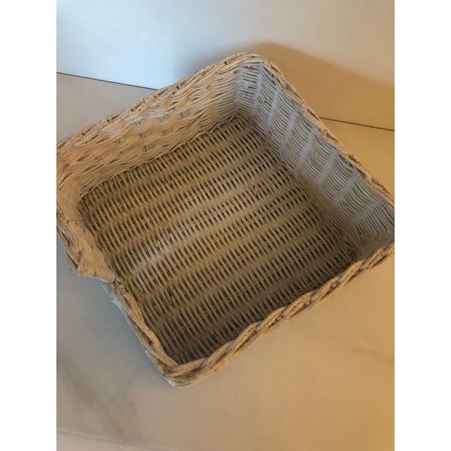 1960s 1960s White Wicker Napkin Holder For Sale - Image 5 of 6