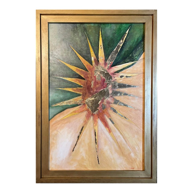 Starburst Painting "Emerald Green", Framed For Sale