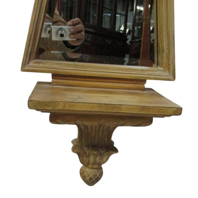 Ethan Allen gold French regency Hanging Wall Mirror Shelf For Sale - Image 9 of 9