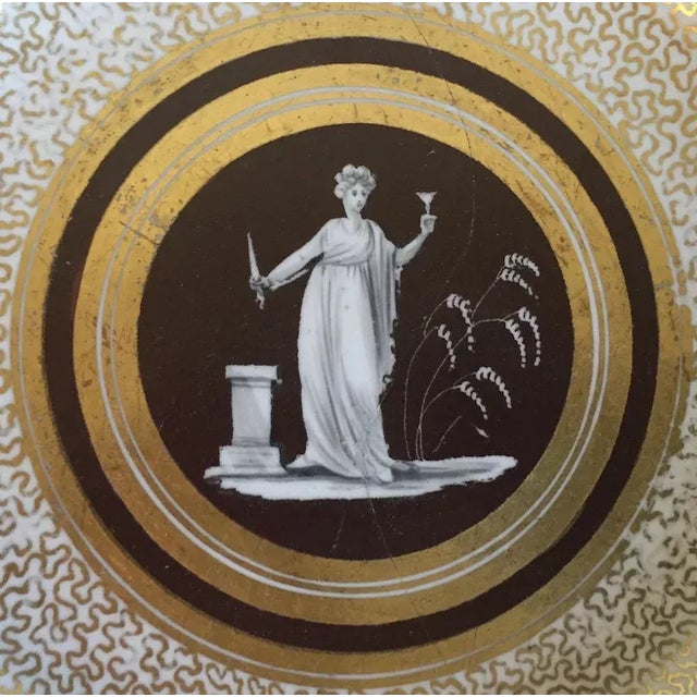 Coalport Porcelain 1810 English Regency Coalport Plate with a Classical Figure and Gilt Greek Key Borde For Sale - Image 4 of 11