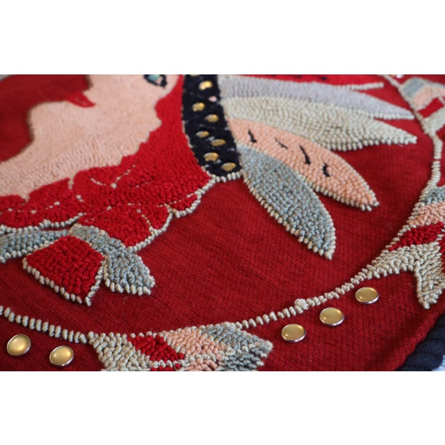 Vintage Judi Boisson 2004 Hand-Hooked Figural Pillow Covers in Cranberry Red - Pair, Unused For Sale - Image 10 of 18
