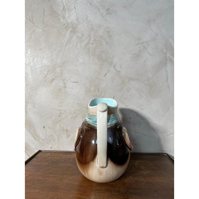 Sarreguemines Pitcher in Earthenware, 1890s For Sale - Image 5 of 11