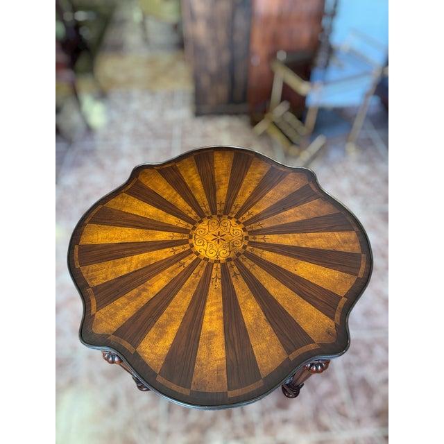Hollywood Regency Regency Style Side Table with Marquetry, 1980s For Sale - Image 3 of 7
