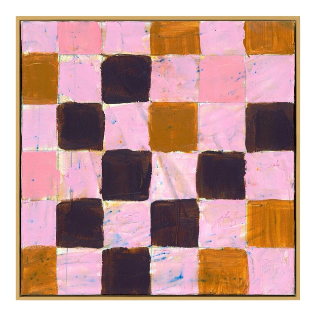 Checkerboard Print by Virginia Chamlee in Gold Frame, Medium For Sale