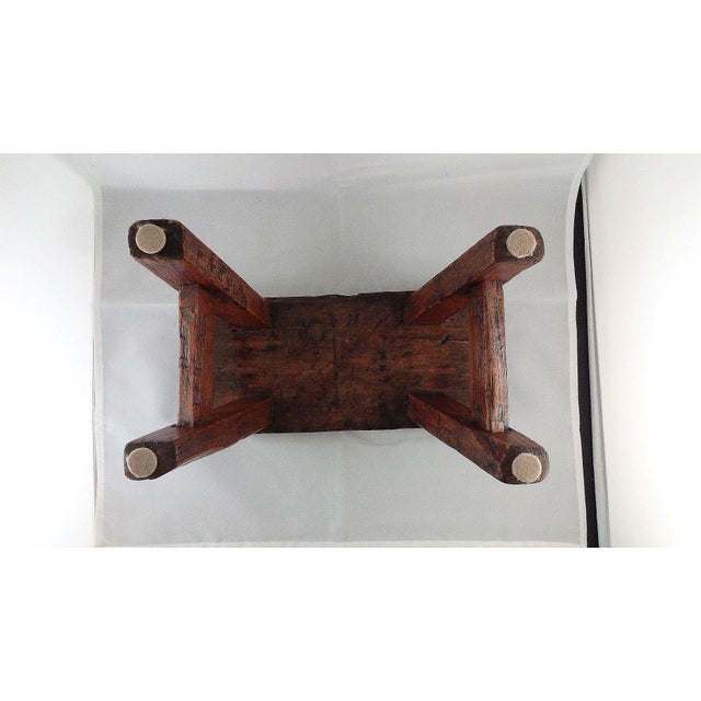 Farmhouse Primitive Wood Stool For Sale - Image 3 of 7