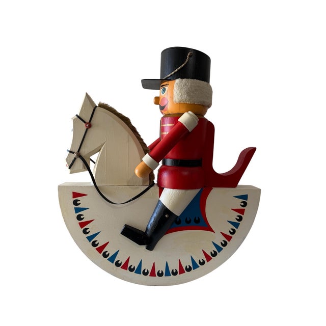 Unknown, Vintage Huge German Folk Art Wood Sculpture Rocking Horse Erzgebirge Reiterlein For Sale - Image 10 of 18