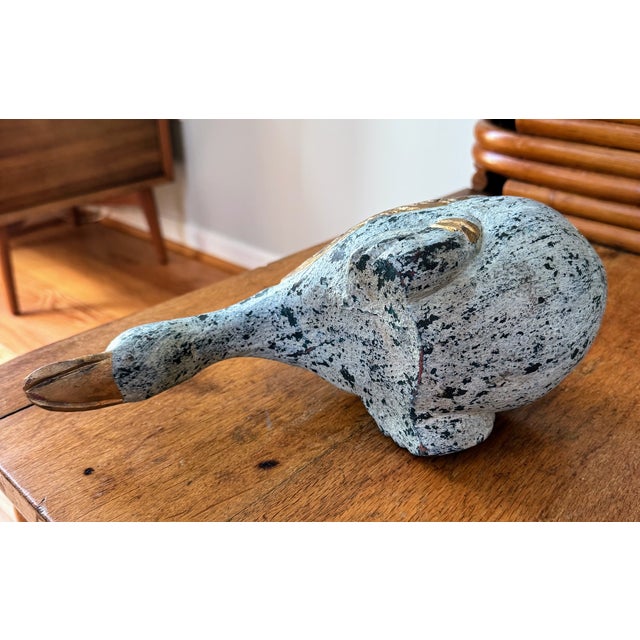 Diving Duck Shelf Wooden Figure For Sale - Image 4 of 4