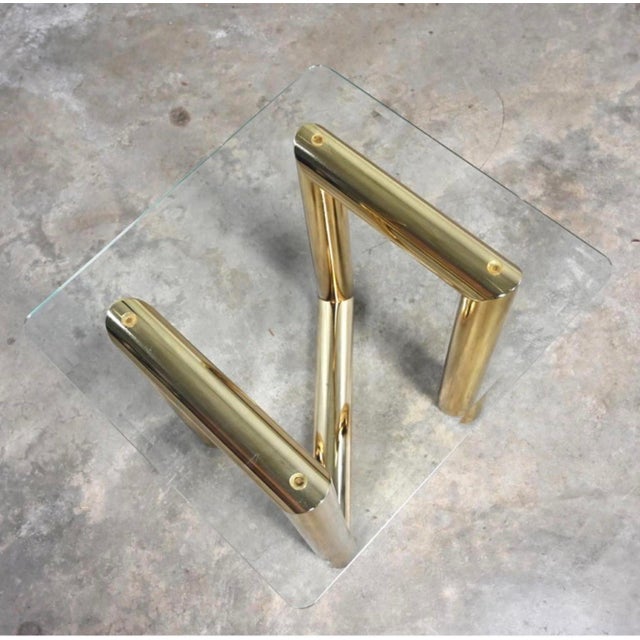 Mid-Century Modern 1970s Modern Brass Plated “Z” End or Side Table Base—Karl Springer Style For Sale - Image 3 of 12