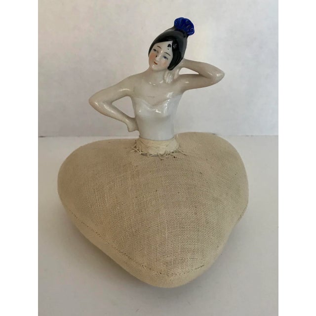 Vintage Porcelain Half Doll Pin Cushion For Sale - Image 9 of 9