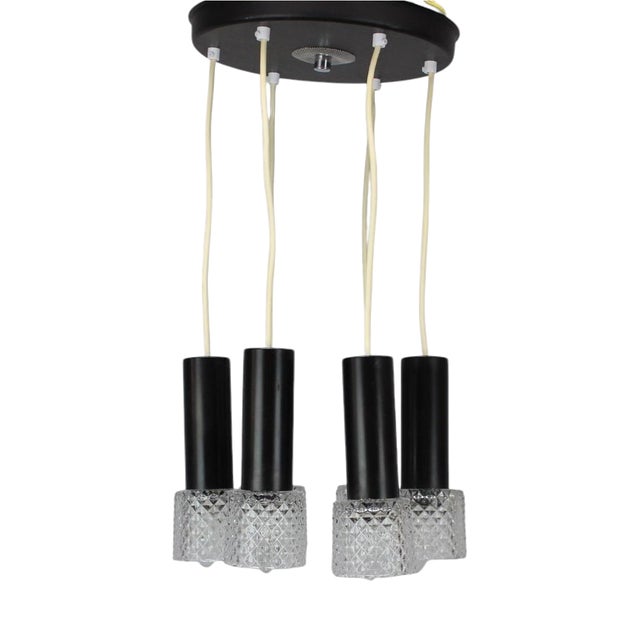 Mid-Century Modern Czechoslovak Glass 5-Light Pendant, 1970s For Sale