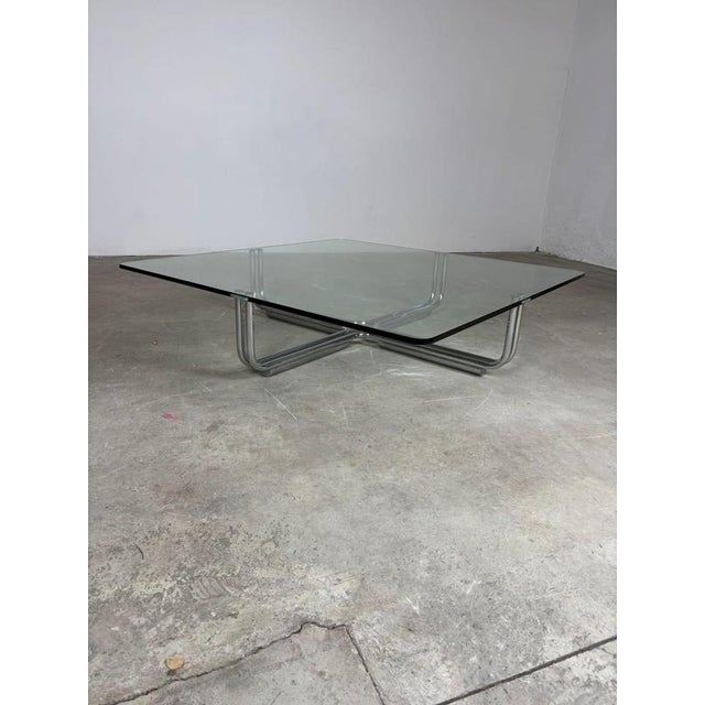 Cassina Vintage Coffee Table in Glass and Metal by Gianfranco Frattini for Cassina, 1970s For Sale - Image 4 of 10